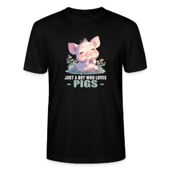 Pig Pig - Stanley/Stella CRAFTER Unisex Organic T-Shirt - black - Front - Alina (178cm) & Michal (187cm)