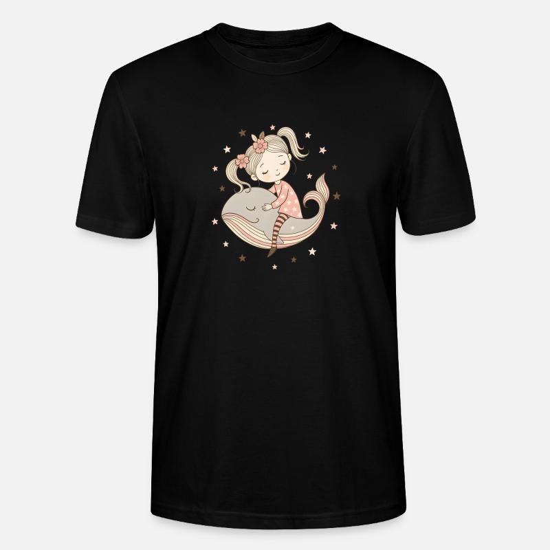 Traumhaftes Mädchen reitet auf Wal - Stanley/Stella Unisex Bio-T-Shirt CRAFTER - Schwarz