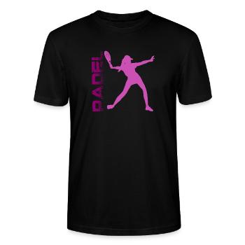 Padel - T-shirt bio CRAFTER Stanley Stella Unisexe - noir - Devant - Alina (178cm) & Michal (187cm)