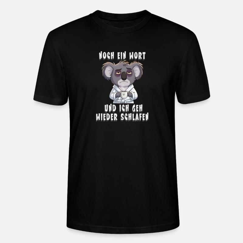 Koala fatigué Matin, grognon - T-shirt bio CRAFTER Stanley Stella Unisexe - noir