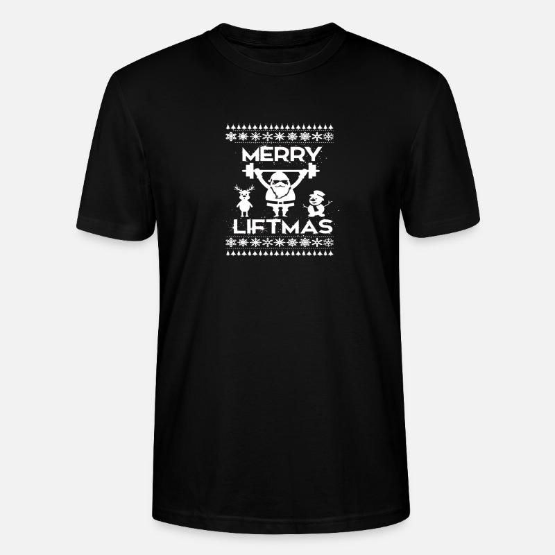 Weihnachtskraft Santa hebt Gewichte - Stanley/Stella Unisex Bio-T-Shirt CRAFTER - Schwarz