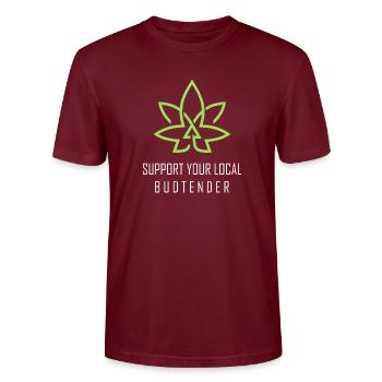Funny Stoner Outfits - Stanley/Stella CRAFTER Unisex Organic T-Shirt - burgundy - Front - Alina (178cm) & Michal (187cm)