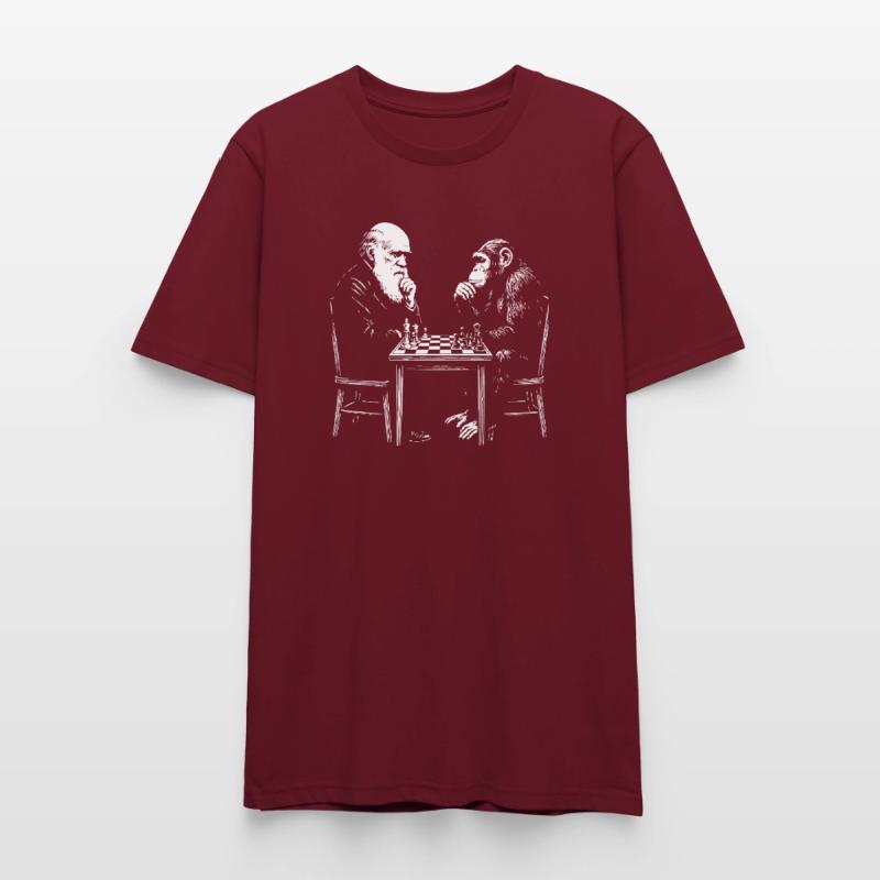 Darwin joue aux échecs avec un singe - Jeu d’évolution T-shirt bio CRAFTER Stanley Stella Unisexe