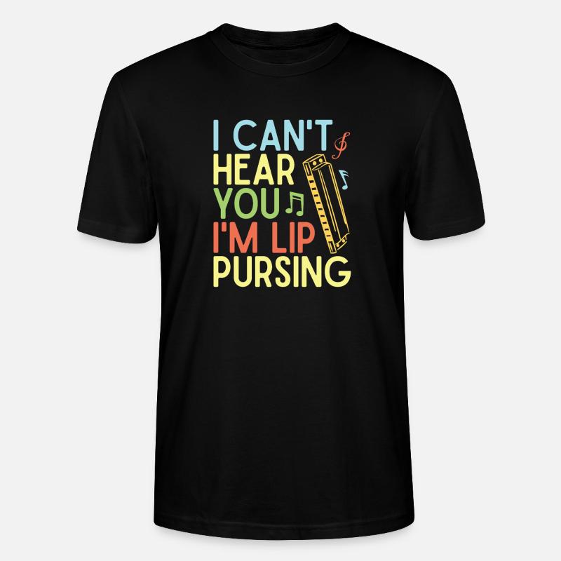 Funny Harmonica Player Lip Pursing Harmonica - Stanley/Stella Unisex Bio-T-Shirt CRAFTER - Schwarz