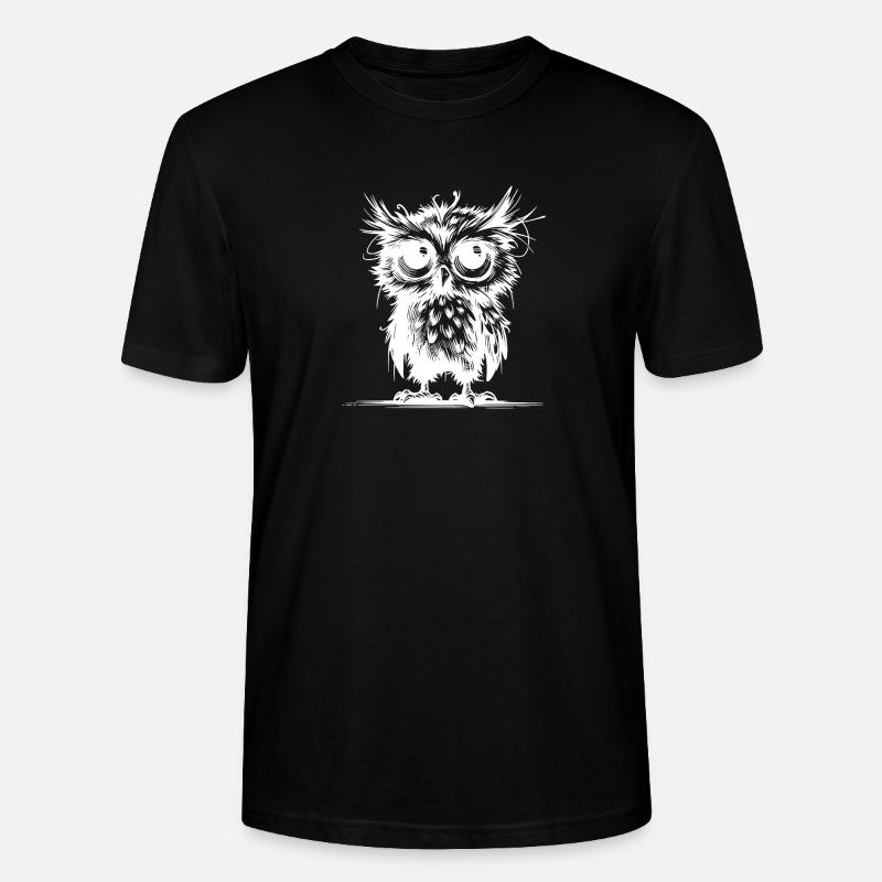 Müde Eulen Wächter des Waldes - Stanley/Stella Unisex Bio-T-Shirt CRAFTER - Schwarz