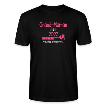 Grand-Maman en 2027 cadeau future Grand-mère - T-shirt bio CRAFTER Stanley Stella Unisexe - noir - Devant - Alina (178cm) & Michal (187cm)
