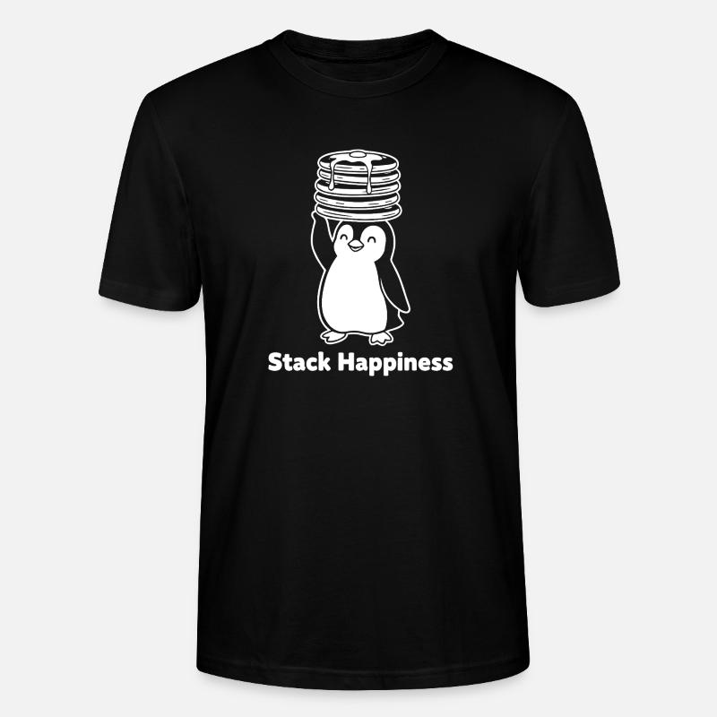 Stack Happiness Penguin Pancakes - Stanley/Stella CRAFTER Unisex Organic T-Shirt - black