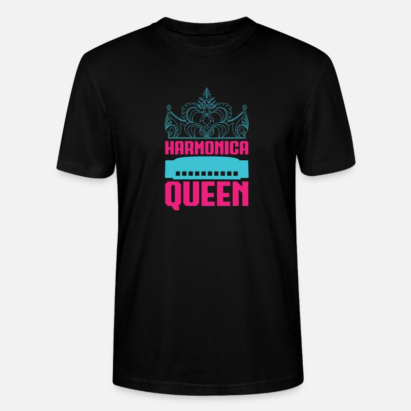 Funny Harmonica Player Queen Harmonica - Stanley/Stella CRAFTER Unisex Organic T-Shirt - black
