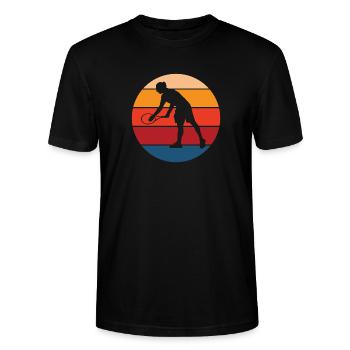 Tennis - Stanley/Stella Unisex Bio-T-Shirt CRAFTER - Schwarz - Vorne - Alina (178cm) & Michal (187cm)