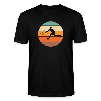 Tennis - Stanley/Stella Unisex Bio-T-Shirt CRAFTER - Schwarz - Vorne - Alina (178cm) & Michal (187cm)