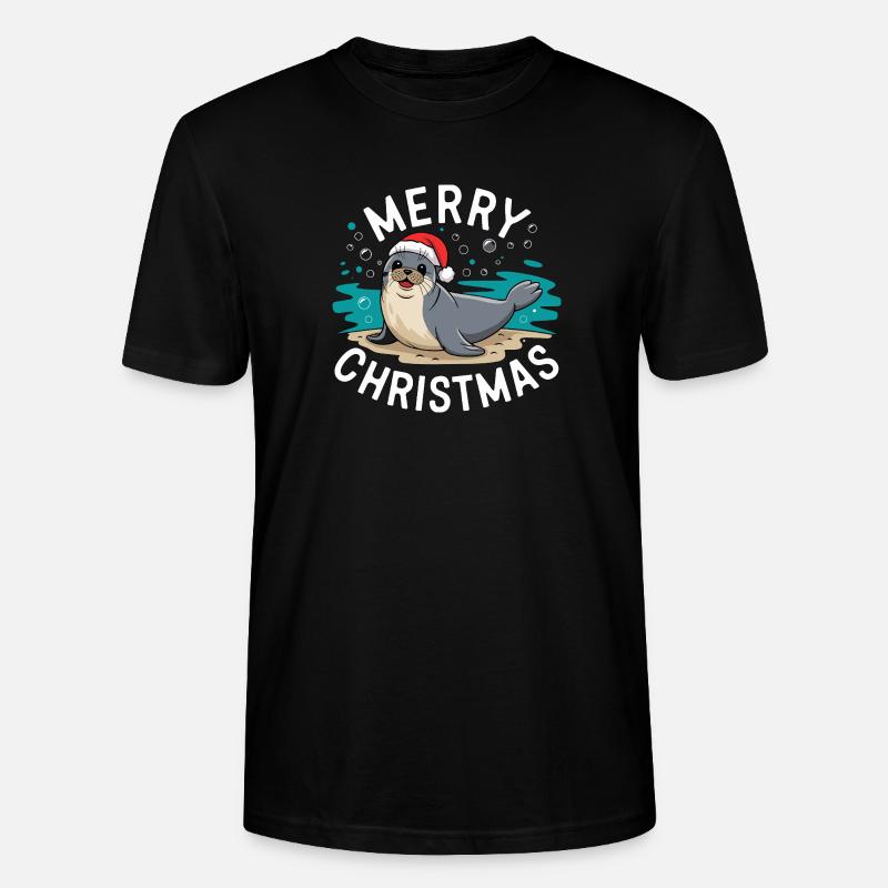 Joyeux Noël Mignon Phoque de Noël - T-shirt bio CRAFTER Stanley Stella Unisexe - noir