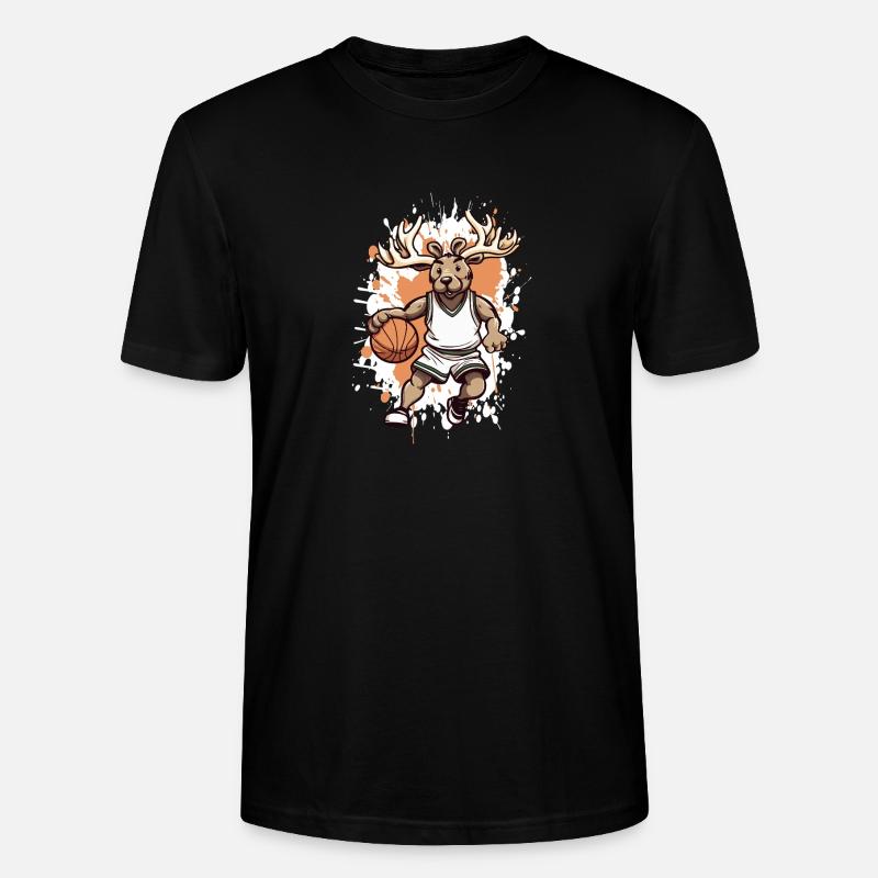 Basketball Hirsch Comic - Stanley/Stella Unisex Bio-T-Shirt CRAFTER - Schwarz