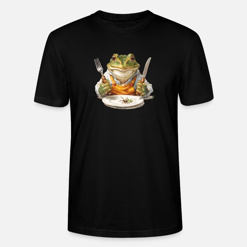 Froschkoch mit Gabel und Messer - Stanley/Stella Unisex Bio-T-Shirt CRAFTER - Schwarz