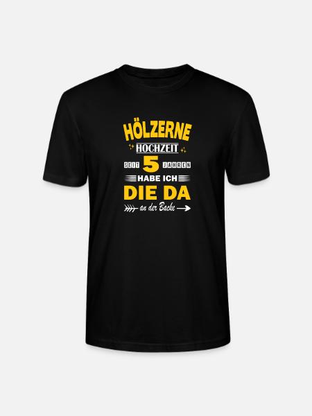 5 Aniversario de boda Esposa 5 años de matrimonio Boda de madera - Camiseta unisex ecológica CRAFTER de Stanley/Stella - negro