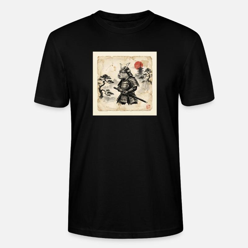 Capybara Samurai Japanese Warrior - Stanley/Stella CRAFTER Unisex Organic T-Shirt - black