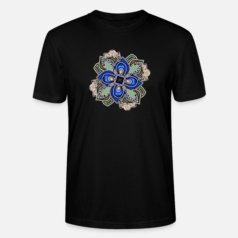 Fleur de mandala extravagante sarcelle - T-shirt bio CRAFTER Stanley Stella Unisexe - noir