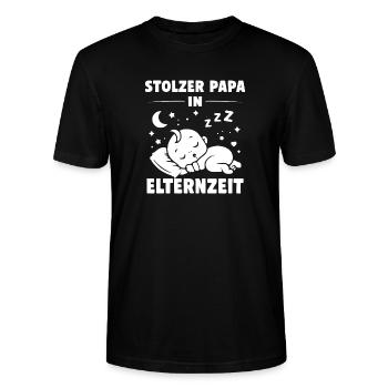 Stolzer Papa in Elternzeit - Stanley/Stella Unisex Bio-T-Shirt CRAFTER - Schwarz - Vorne - Alina (178cm) & Michal (187cm)