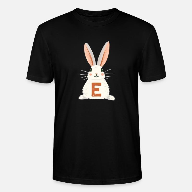 E Letter - Bunny - Personalizable - Stanley/Stella CRAFTER Unisex Organic T-Shirt - black