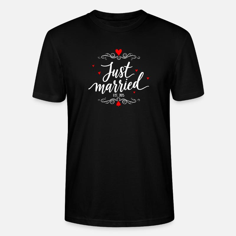 Just Married Hochzeitsdesign - Stanley/Stella Unisex Bio-T-Shirt CRAFTER - Schwarz