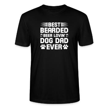 Papa barbu qui aime la bière - T-shirt bio CRAFTER Stanley Stella Unisexe - noir - Devant - Alina (178cm) & Michal (187cm)