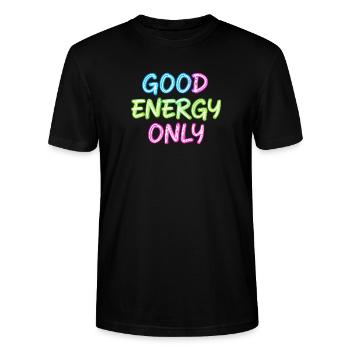 Neonletters Alleen Goede Energie - Stanley/Stella Uniseks bio-T-shirt CRAFTER - zwart - Voor - Alina (178cm) & Michal (187cm)