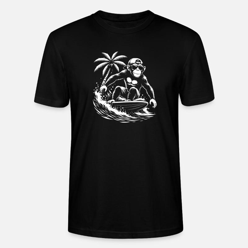 Surfing Monkey Beach Vibe - Stanley/Stella Unisex Bio-T-Shirt CRAFTER - Schwarz