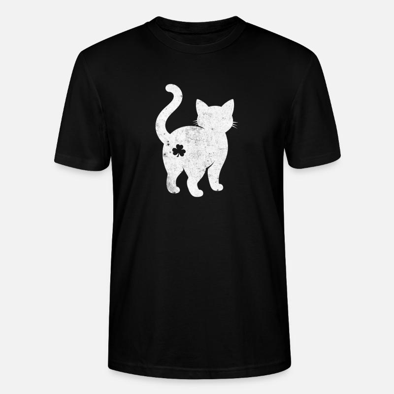 Silhouette de chat avec trèfle - T-shirt bio CRAFTER Stanley Stella Unisexe - noir