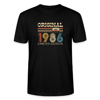 Regalo originale per la festa del 40° anniversario 1986 - Maglietta unisex ecologica CRAFTER di Stanley/Stella - nero - Fronte - Alina (178cm) & Michal (187cm)