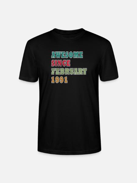 February 1991 Birthday Gift - Stanley/Stella CRAFTER Unisex Organic T-Shirt - black
