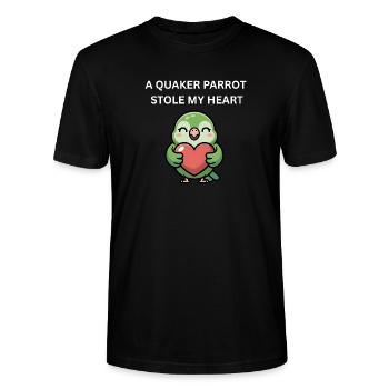 Perroquet quaker a volé mon cœur - Perruche moine mignonne - T-shirt bio CRAFTER Stanley Stella Unisexe - noir - Devant - Alina (178cm) & Michal (187cm)