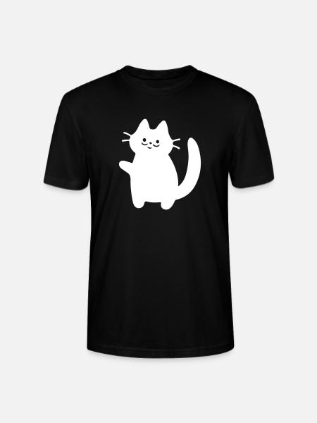 Winkende Katze Silhouette Weiß - Stanley/Stella Unisex Bio-T-Shirt CRAFTER - Schwarz