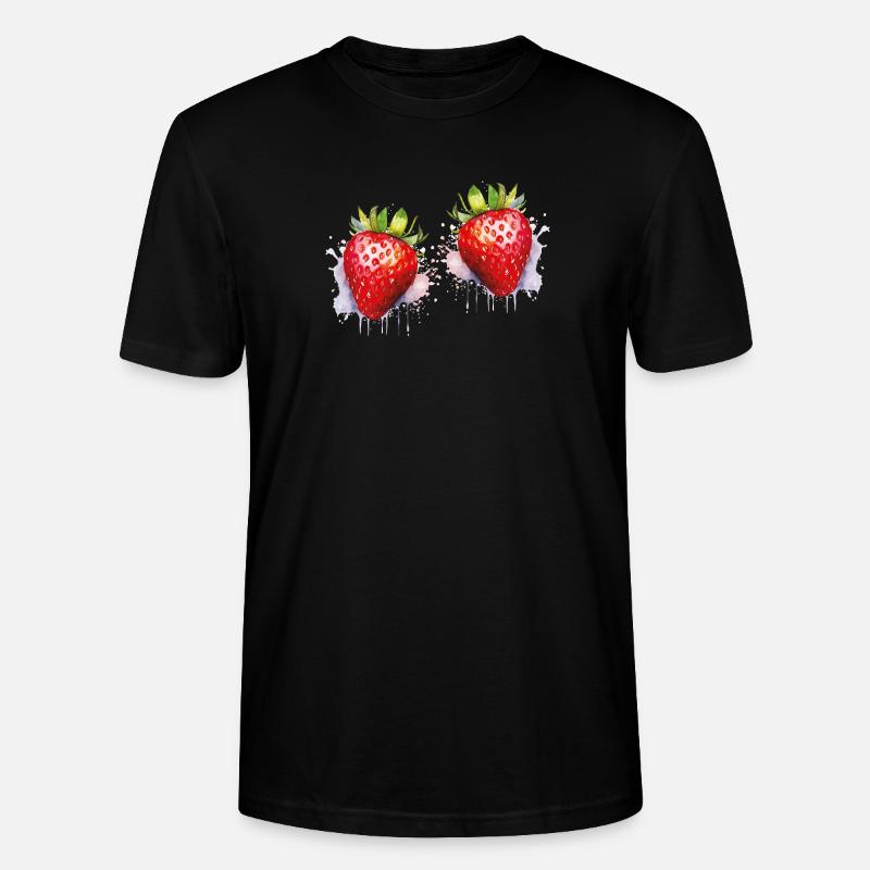 Wasserfarbene Erdbeeren - Stanley/Stella Unisex Bio-T-Shirt CRAFTER - Schwarz