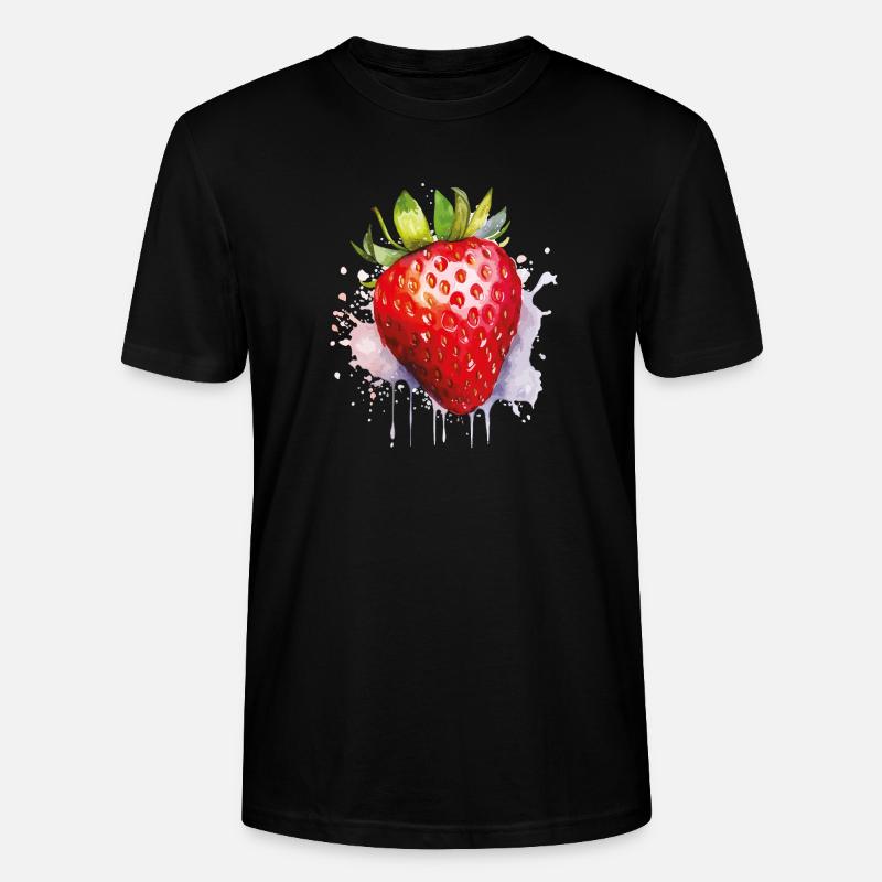 Wasserfarbene Erdbeere Spritzer - Stanley/Stella Unisex Bio-T-Shirt CRAFTER - Schwarz