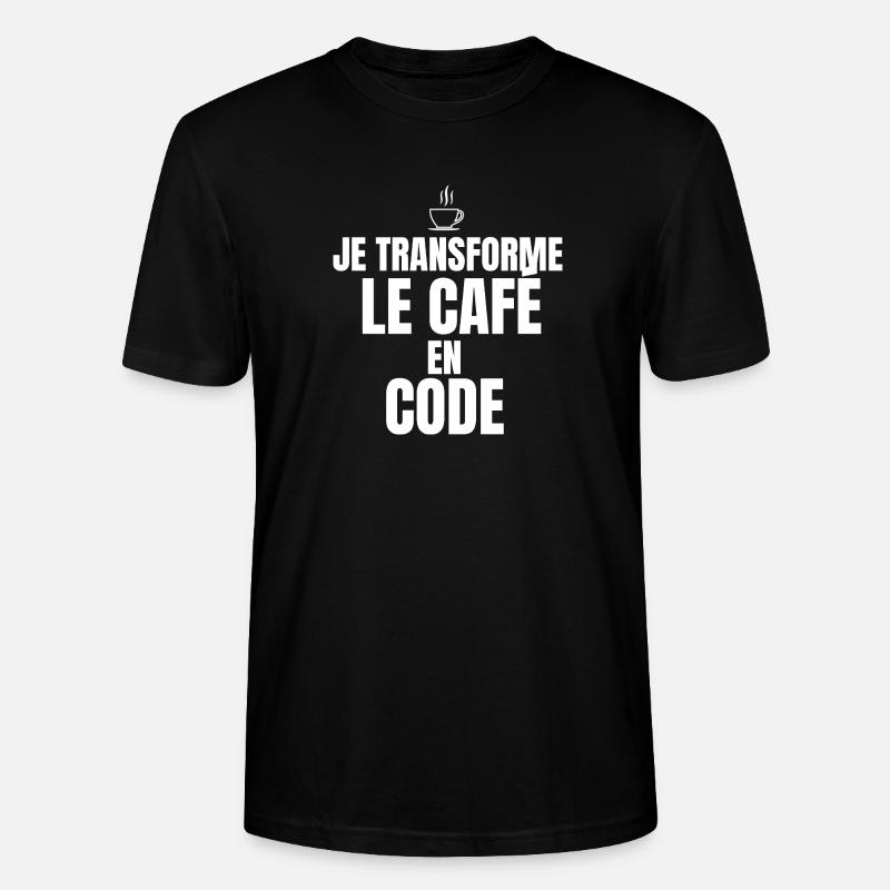 I turn coffee into code - Stanley/Stella CRAFTER Unisex Organic T-Shirt - black
