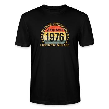 1976 Geburtstag 50 Dekoration Lustig 50 Geburtstag - Stanley/Stella Unisex Bio-T-Shirt CRAFTER - Schwarz - Vorne - Alina (178cm) & Michal (187cm)