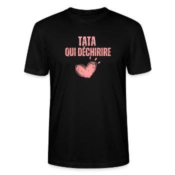 Auntie who tears - Stanley/Stella CRAFTER Unisex Organic T-Shirt - black - Front - Alina (178cm) & Michal (187cm)