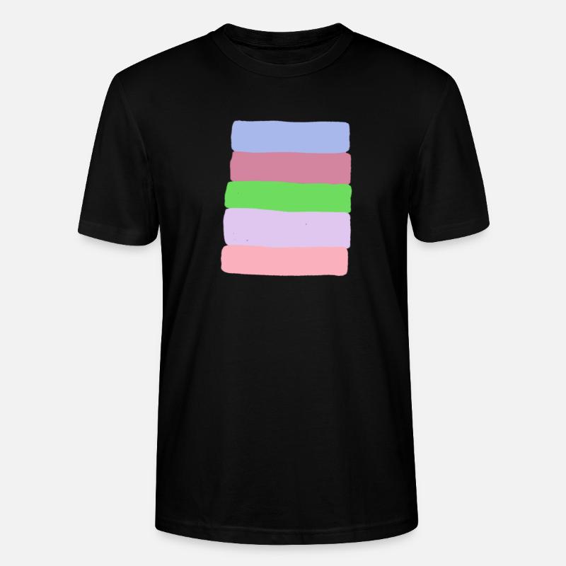 Pastel Stripe Stack - Stanley/Stella CRAFTER Unisex Organic T-Shirt - black