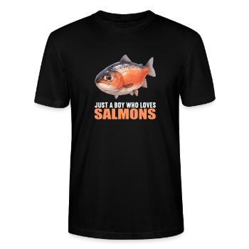 Saumon Saumon - T-shirt bio CRAFTER Stanley Stella Unisexe - noir - Devant - Alina (178cm) & Michal (187cm)