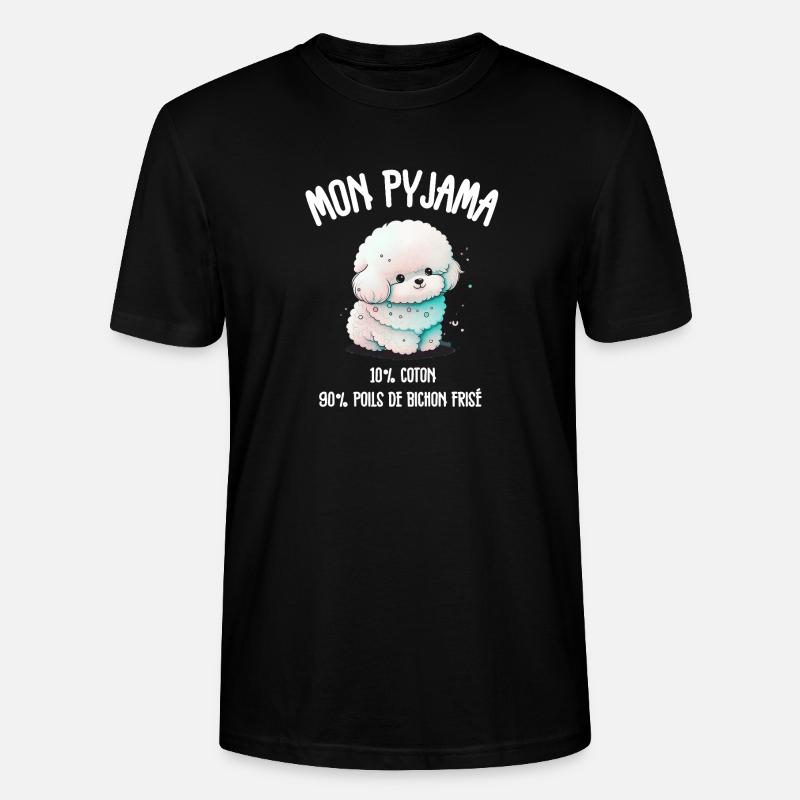 Pyjama Drôle Chien Bichon - T-shirt bio CRAFTER Stanley Stella Unisexe - noir