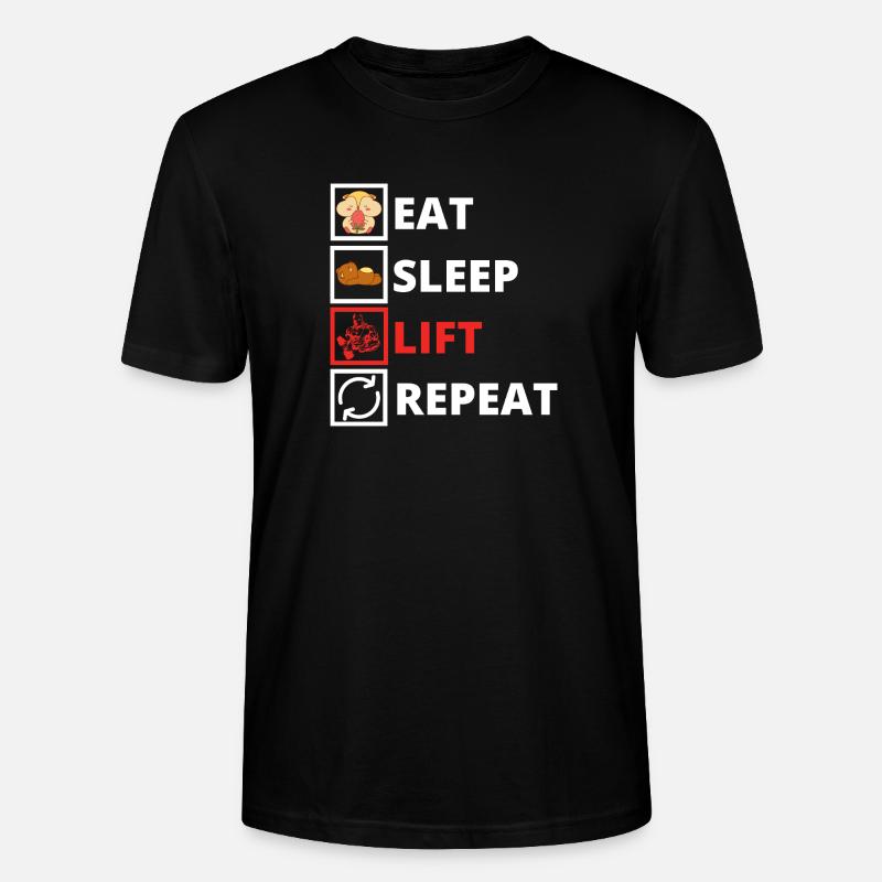 Manger dormir soulever répéter - T-shirt bio CRAFTER Stanley Stella Unisexe - noir