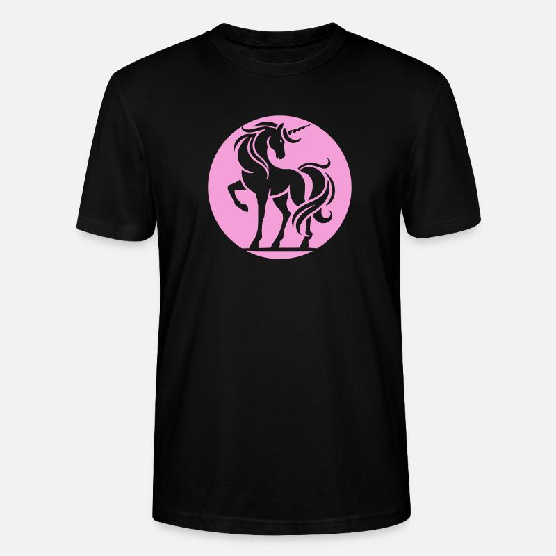 Rosa Einhorn Silhouette Kreis - Stanley/Stella Unisex Bio-T-Shirt CRAFTER - Schwarz