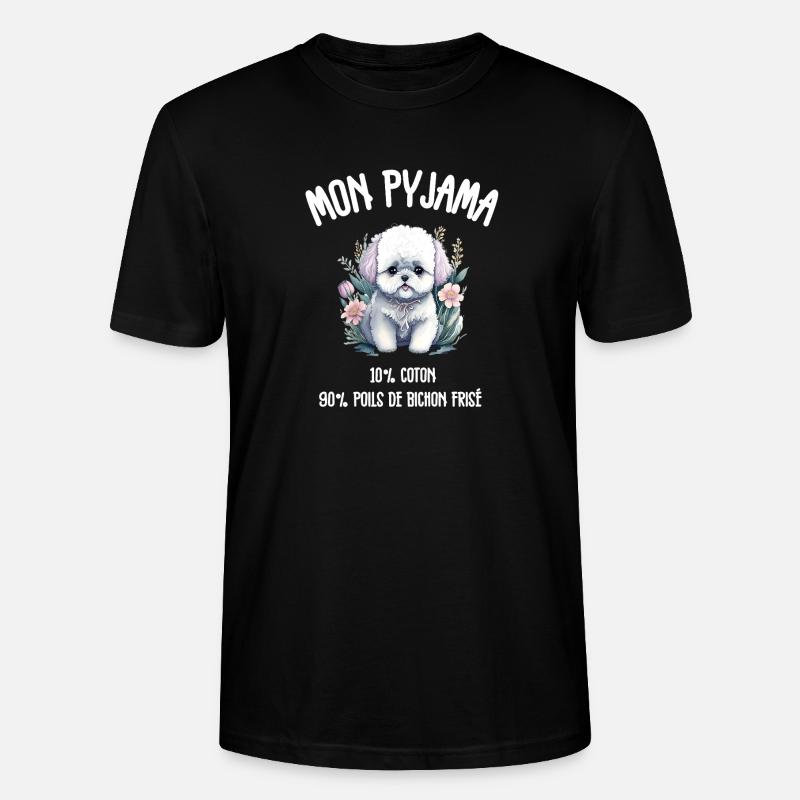 Pyjama Drôle Chien Bichon - T-shirt bio CRAFTER Stanley Stella Unisexe - noir