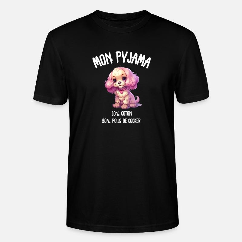 Pyjama Chien Cocker Drôle - T-shirt bio CRAFTER Stanley Stella Unisexe - noir