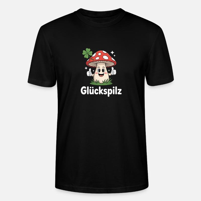 Lucky Funny Toadstool with Shamrock - Stanley/Stella CRAFTER Unisex Organic T-Shirt - black