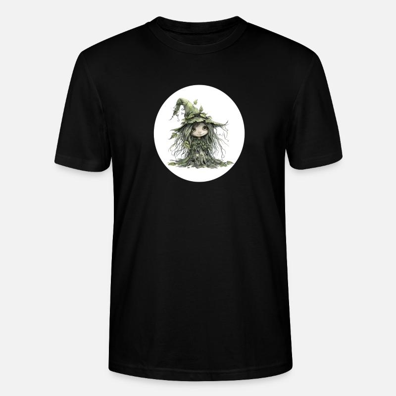 Waldfee Kobold im Blattwald - Stanley/Stella Unisex Bio-T-Shirt CRAFTER - Schwarz