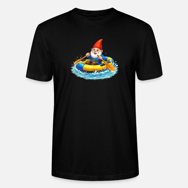 Gartenzwerg im Schlauchboot auf Sommerabenteuer - Stanley/Stella Unisex Bio-T-Shirt CRAFTER - Schwarz