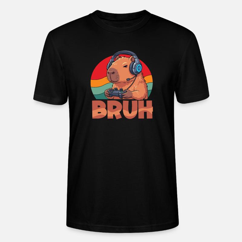 Capybaras Retro Bruh Gaming Mignons - T-shirt bio CRAFTER Stanley Stella Unisexe - noir