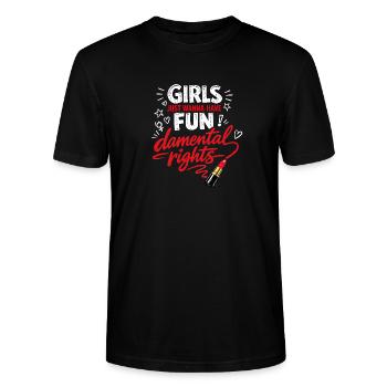 Fund-damental Rights – Strong Women's Statement - Stanley/Stella CRAFTER Unisex Organic T-Shirt - black - Front - Alina (178cm) & Michal (187cm)