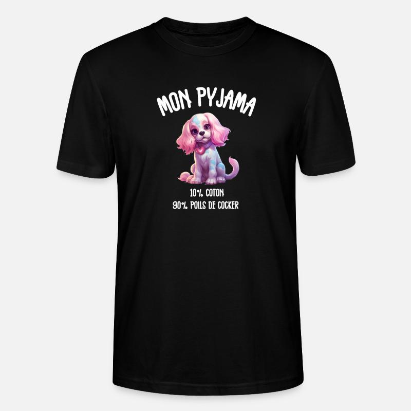 Pyjama Chien Cocker Drôle - T-shirt bio CRAFTER Stanley Stella Unisexe - noir