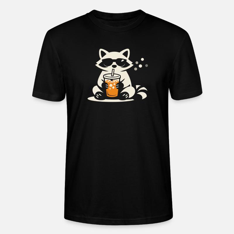 Waschbär Eiskaffee Lustig Geschenk Sommer - Stanley/Stella Unisex Bio-T-Shirt CRAFTER - Schwarz